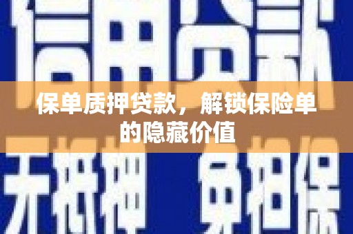瑞穗保单质押贷款，解锁保险单的隐藏价值