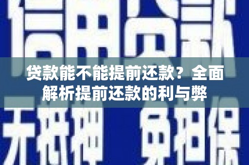 瑞穗贷款能不能提前还款？全面解析提前还款的利与弊