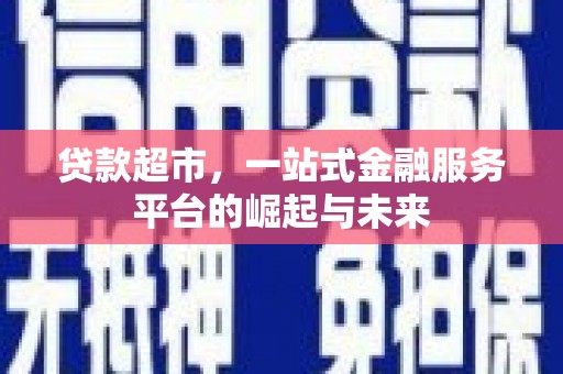 瑞穗贷款超市，一站式金融服务平台的崛起与未来