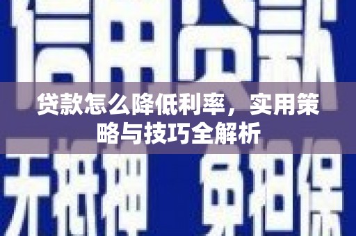 瑞穗贷款怎么降低利率，实用策略与技巧全解析