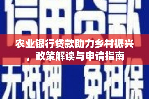 瑞穗农业银行贷款助力乡村振兴，政策解读与申请指南