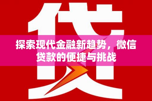 瑞穗探索现代金融新趋势，微信贷款的便捷与挑战